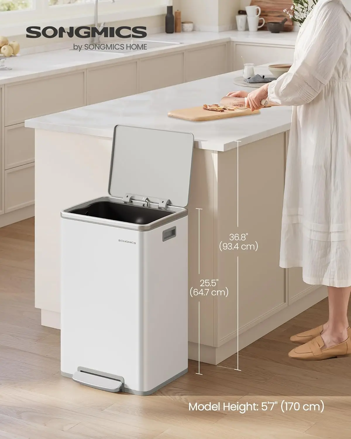 Trash Can, 13-Gallon Gabbage Can, with 15 Trash Bags, Steel, with Soft-Close Lid, Removable Inner Bucket, Handles
Trash Can, 13-Gallon Gabbage Can, with 15 Trash Bags, Steel, with Soft-Close Lid, Removable Inner Bucket, Handles