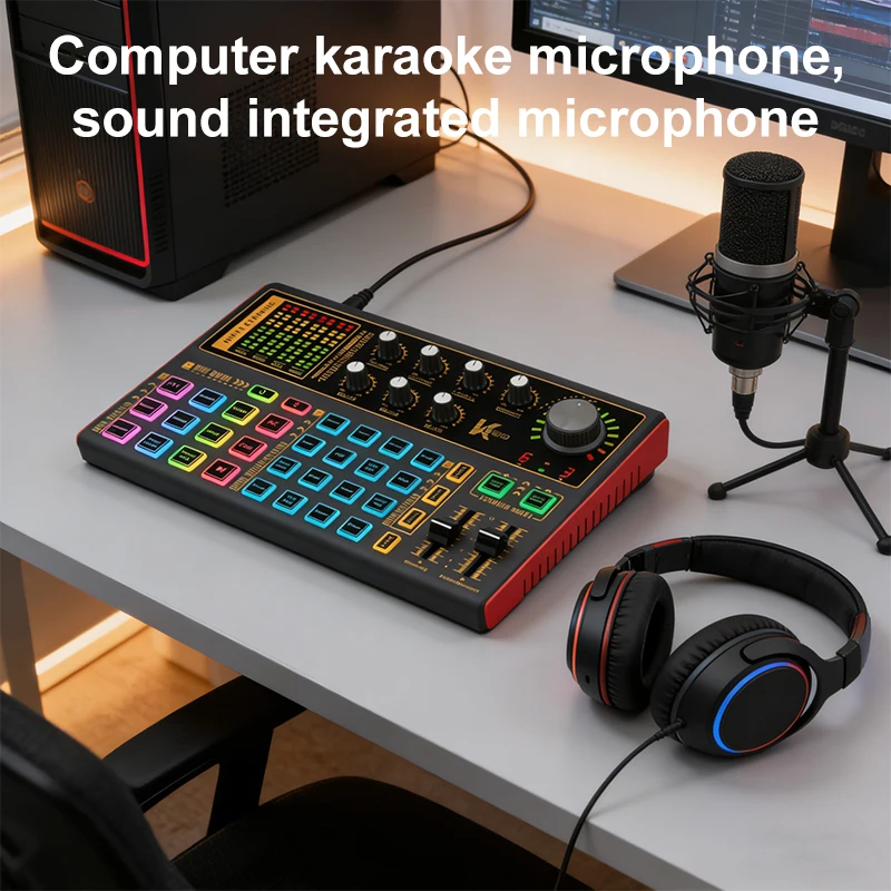 Portable device for computer and mobile live streaming, sound card, product promotion, and karaoke short videos
Portable device for computer and mobile live streaming, sound card, product promotion, and karaoke short videos