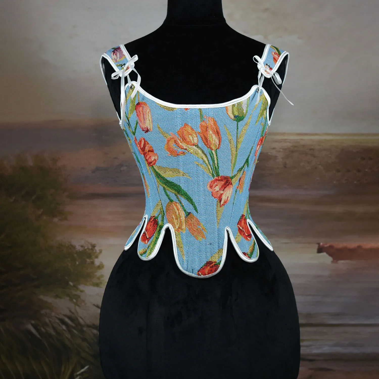 Women's Corset Sexy Vintage Blue Pink Floral Tulip Rose Bustier Summer Elegant Victorian Camisole Lace Up Corsets Body Shaper
Women's Corset Sexy Vintage Blue Pink Floral Tulip Rose Bustier Summer Elegant Victorian Camisole Lace Up Corsets Body Shaper