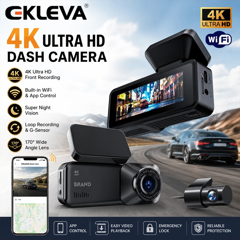 4K WIFI Dual Lens Dash Cam UHD Video Recording Car Camera DVR IR Night Vision Support 24H Parking Wide Angle Car DVR Camera
4K WIFI Dual Lens Dash Cam UHD Video Recording Car Camera DVR IR Night Vision Support 24H Parking Wide Angle Car DVR Camera