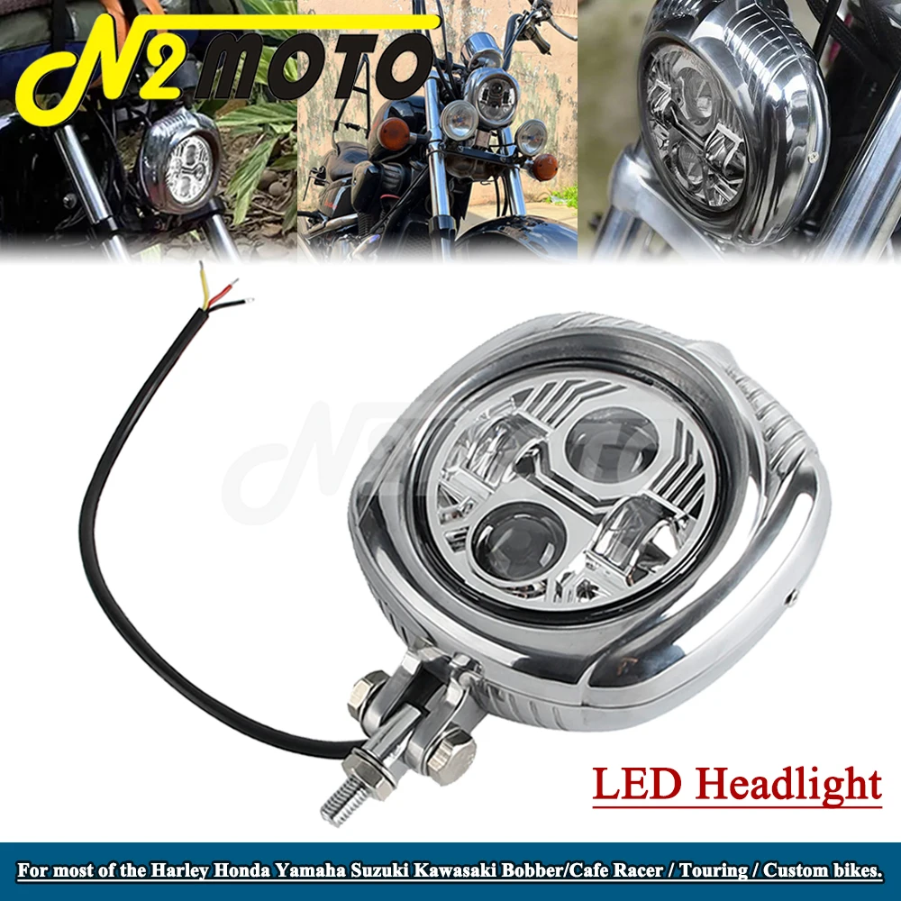 High / Low Beam Front Headlamp LED Motorcycle Vintage Retro Headlight For Honda Suzuki Kawasaki Harley Touring Cafe Racer Bobber
High / Low Beam Front Headlamp LED Motorcycle Vintage Retro Headlight For Honda Suzuki Kawasaki Harley Touring Cafe Racer Bobber