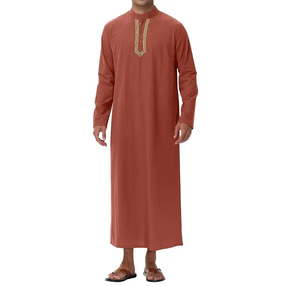 Thobe for Men Long Sleeve Muslim Kaftan Cotton Linen Islamic clothing Mens Caftan M-3XL
Thobe for Men Long Sleeve Muslim Kaftan Cotton Linen Islamic clothing Mens Caftan M-3XL