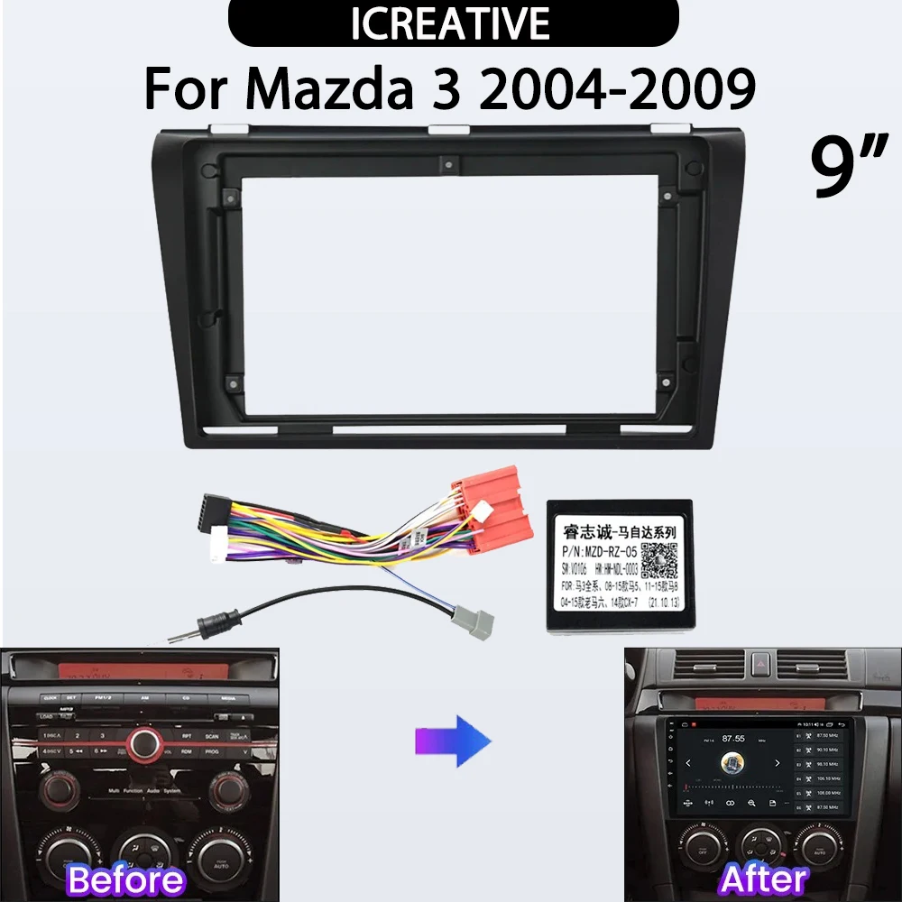 For Mazda 3 2004 2005-2009 9inch Car Radio Panel Kit Power Cable Car Accessories Central Control Multimedia Bezel Frame Panel
For Mazda 3 2004 2005-2009 9inch Car Radio Panel Kit Power Cable Car Accessories Central Control Multimedia Bezel Frame Panel