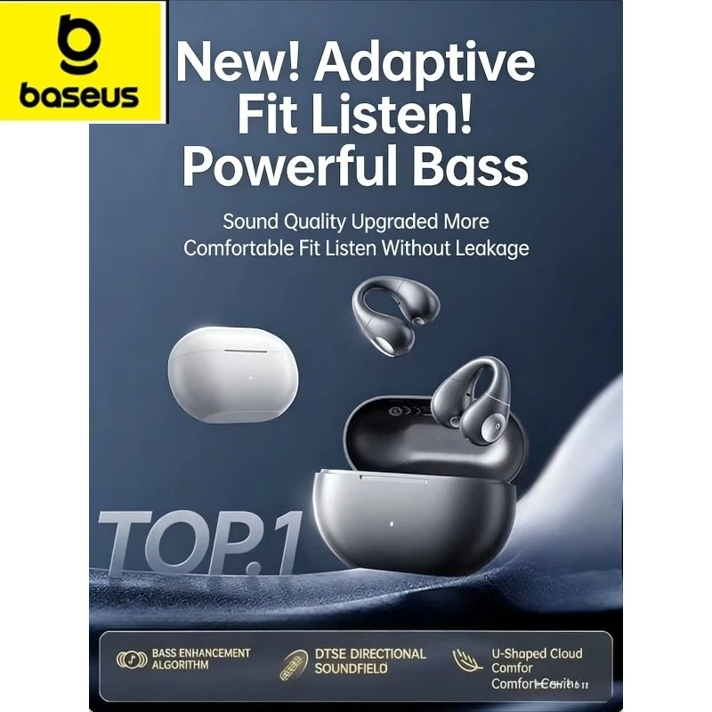 BASEUS Bass 1i Earclip Bluetooth Earbuds Air Bone Conduction Wireless Open Sport Running No Need To Insert Ears
BASEUS Bass 1i Earclip Bluetooth Earbuds Air Bone Conduction Wireless Open Sport Running No Need To Insert Ears
