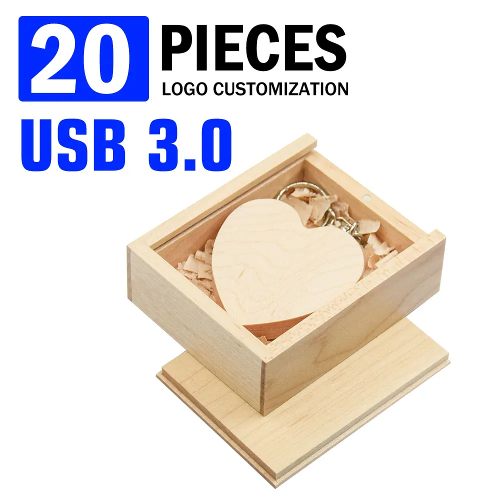 20pcs Free Logo Heart USB 3.0 Flash Drive 64G Free Key Ring Wooden Pen Drives 32G Memory Stick Maple Creative Gift Wedding Gift
20pcs Free Logo Heart USB 3.0 Flash Drive 64G Free Key Ring Wooden Pen Drives 32G Memory Stick Maple Creative Gift Wedding Gift