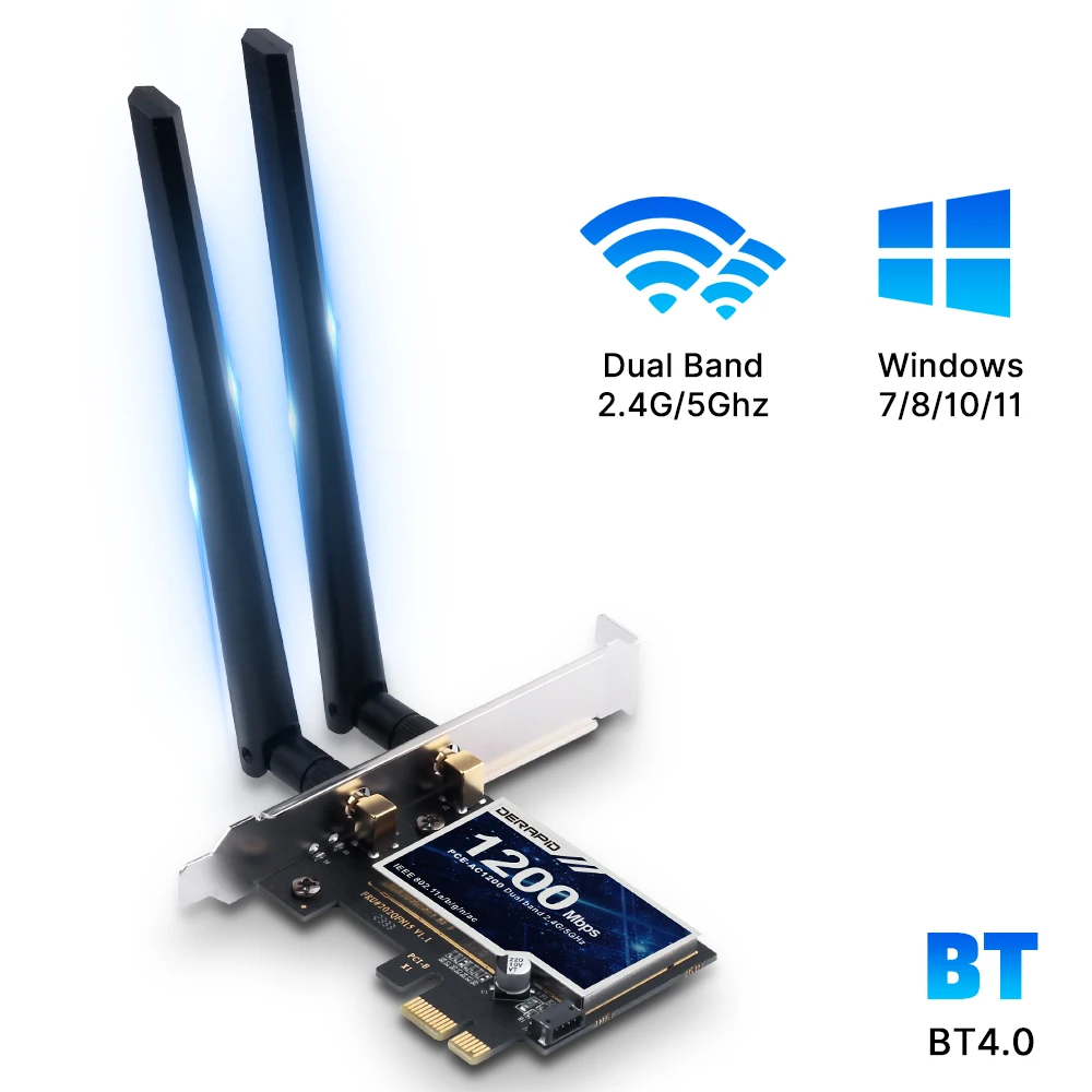 Беспроводной адаптер WiFi 5 AC1200 PCI-E Сетевой адаптер BT 4,0 двухдиапазонный 2,4G/5 ГГц 802.11AC Настольный ноутбук ПК для Windows 7/8/10/11
Беспроводной адаптер WiFi 5 AC1200 PCI-E Сетевой адаптер BT 4,0 двухдиапазонный 2,4G/5 ГГц 802.11AC Настольный ноутбук ПК для Windows 7/8/10/11