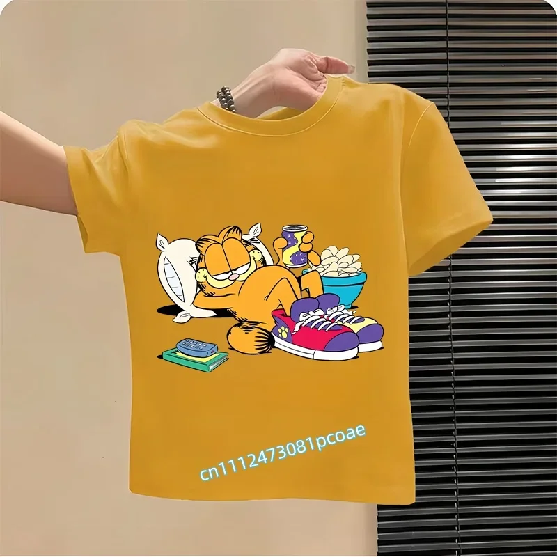 New children's pure cotton short-sleeved boys' sports shirt and girls' casual top with Garfield cartoon print summer T-shirt
New children's pure cotton short-sleeved boys' sports shirt and girls' casual top with Garfield cartoon print summer T-shirt