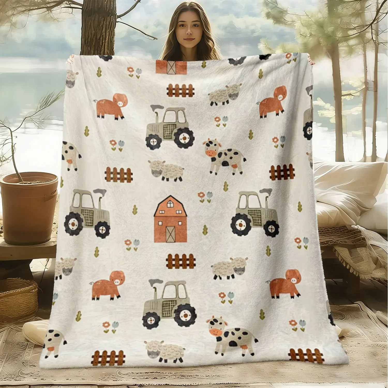 VIKAMA Farm Animal Tractor Print Flannel Baby Blanket Soft Warm For Crib Stroller Nursery Bed Shower Gift All Season
VIKAMA Farm Animal Tractor Print Flannel Baby Blanket Soft Warm For Crib Stroller Nursery Bed Shower Gift All Season