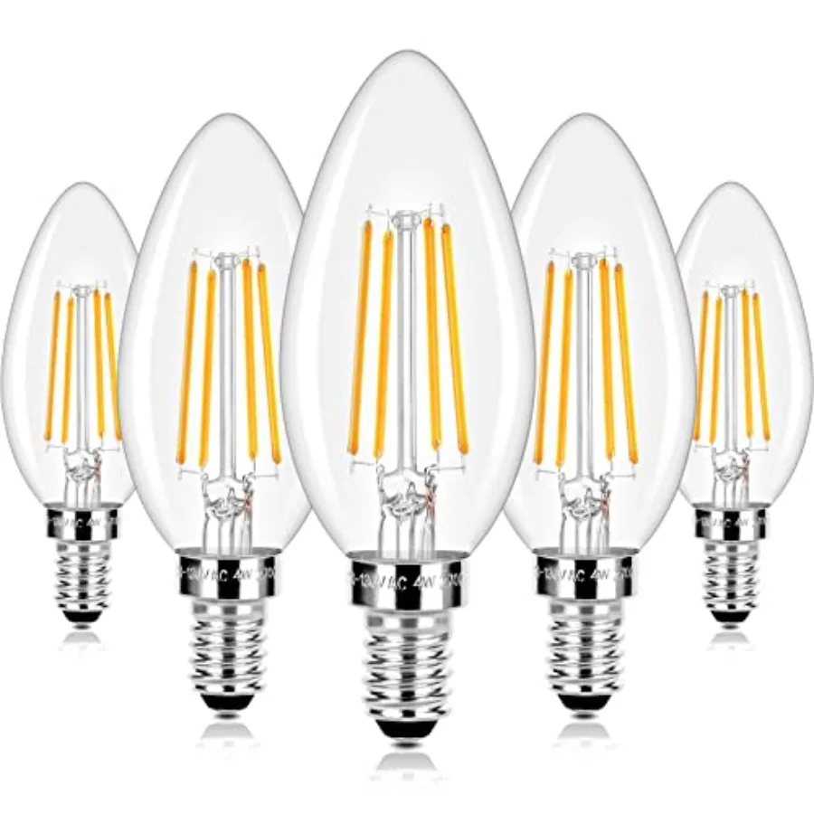 E12 LED Candelabra Bulbs 40 Watt Equivalent, 4W Vintage Candle Light Bulbs Dimmable, 470Lm Warm White 2700K B10 Edison Bulb, Fi
E12 LED Candelabra Bulbs 40 Watt Equivalent, 4W Vintage Candle Light Bulbs Dimmable, 470Lm Warm White 2700K B10 Edison Bulb, Fi