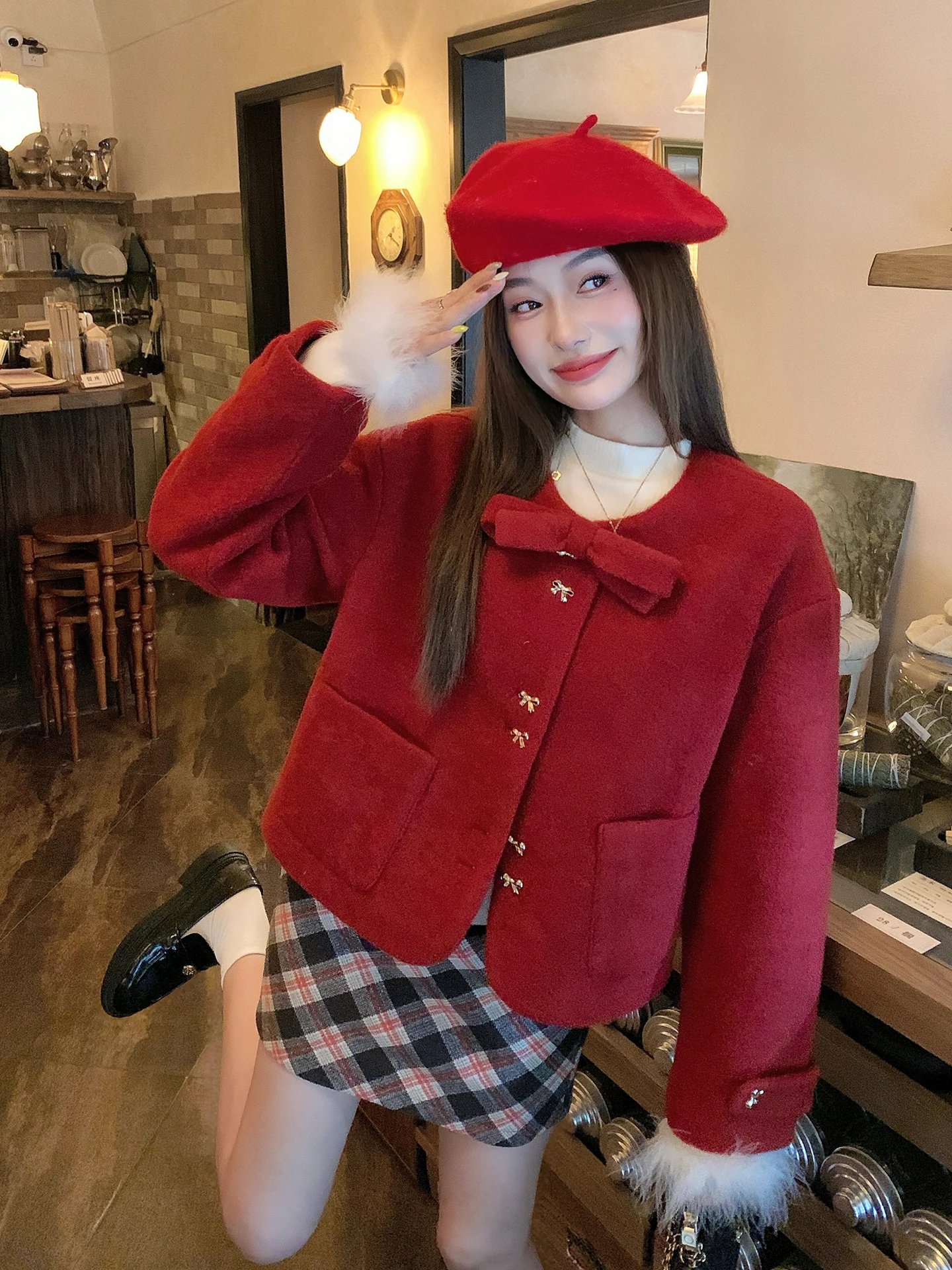 Red Knot Woolen Coat ort Warm Top for Women Cisas New Year Celebration Lightweight Luxury Sle round Ne Bu...
Red Knot Woolen Coat ort Warm Top for Women Cisas New Year Celebration Lightweight Luxury Sle round Ne Bu...