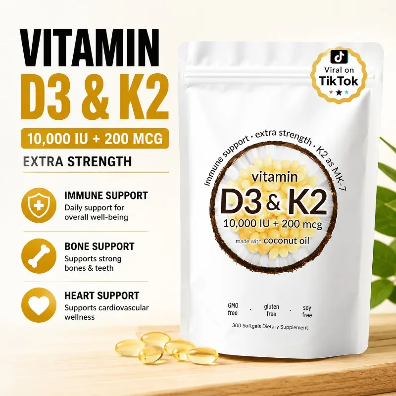 Vitamin D3 K2 MK7 Mini Softgels with Virgin Coconut Oil Easy to Swallow Daily Vitamin Supplement for Adults 300 Softgels
Vitamin D3 K2 MK7 Mini Softgels with Virgin Coconut Oil Easy to Swallow Daily Vitamin Supplement for Adults 300 Softgels