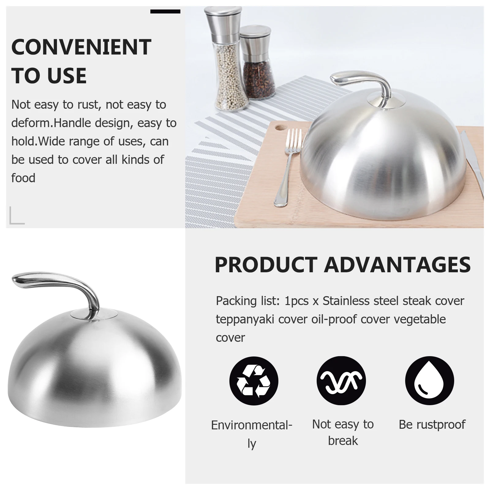 Stainless Steel Food Cover Oilproof Round Dish Protector Dustproof Moistureproof Kitchen Supplies Household Steak Cover Silver
Stainless Steel Food Cover Oilproof Round Dish Protector Dustproof Moistureproof Kitchen Supplies Household Steak Cover Silver