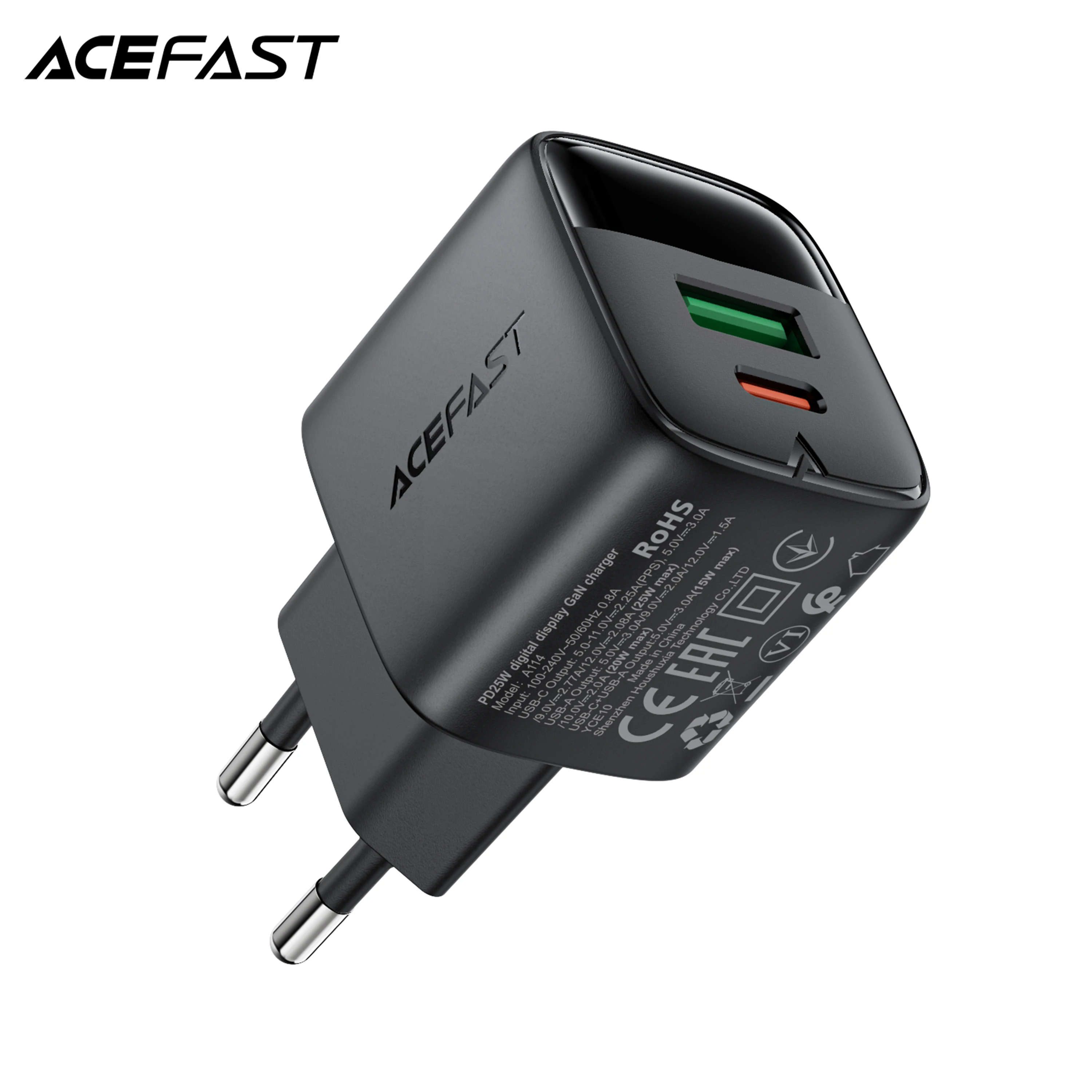 ACEFAST EU GaN PD25W Phone Fast Charger For iPhone 16 15 14 Pro Max USBA USB C Port with LED Digital Display Wall Travel Adapter
ACEFAST EU GaN PD25W Phone Fast Charger For iPhone 16 15 14 Pro Max USBA USB C Port with LED Digital Display Wall Travel Adapter