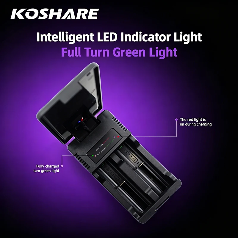 KOSHARE 2 Slot LED Display Battery Charger Type-C Input For 26650/21700/18650/18500/16340/14500 Lithium Rechargeable Batteries
KOSHARE 2 Slot LED Display Battery Charger Type-C Input For 26650/21700/18650/18500/16340/14500 Lithium Rechargeable Batteries