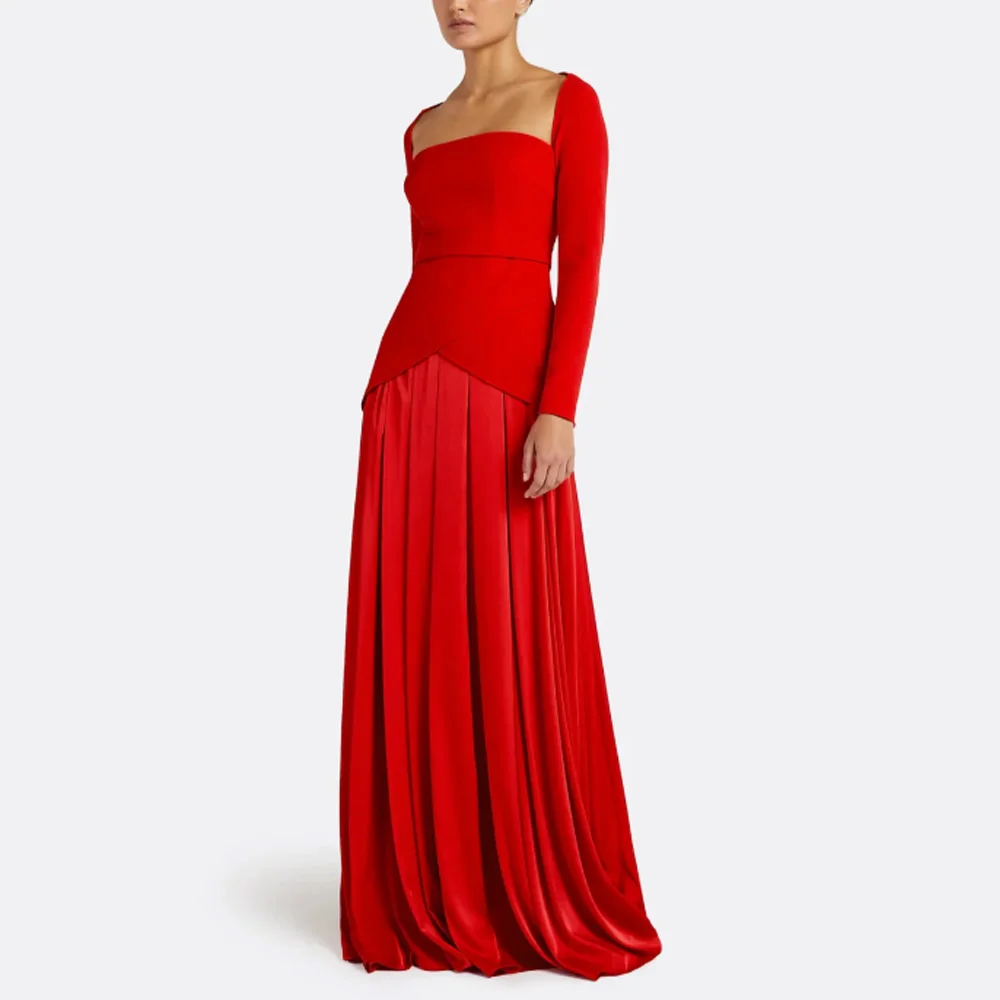 Customized A-line Evening Dresses Floor-length Square Collar Full Sleeve Prom Gown Fashion Pleat Simple Draped Casual Party Gown
Customized A-line Evening Dresses Floor-length Square Collar Full Sleeve Prom Gown Fashion Pleat Simple Draped Casual Party Gown