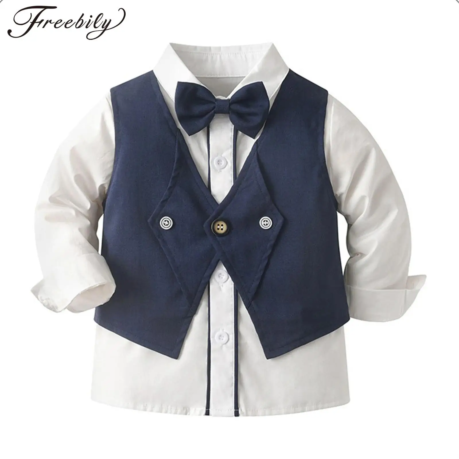 Kids Bow Tie Shirts Waistcoat Pants 3-piece Suit Outfit School Uniforms Suits Clothes Sets Boys Gentleman Performance Outfit
Kids Bow Tie Shirts Waistcoat Pants 3-piece Suit Outfit School Uniforms Suits Clothes Sets Boys Gentleman Performance Outfit