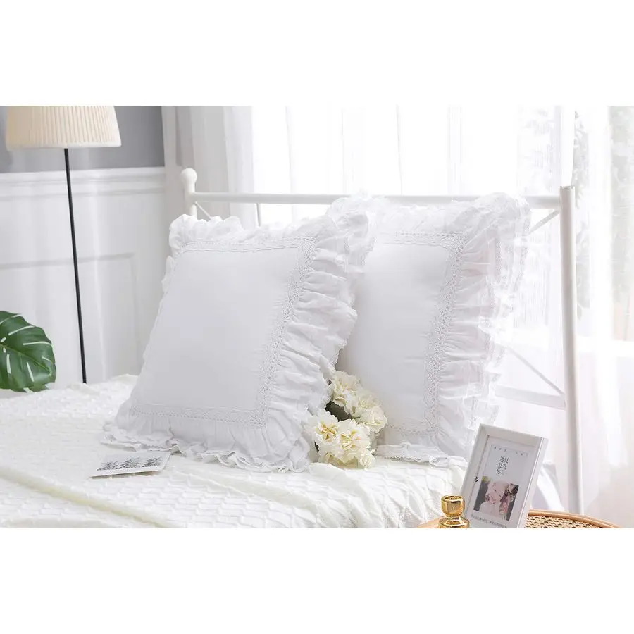 Luxury Lace White Euro Shams Throw Pillow Covers Cushion Cases with Ruffles Cotton 26X26 Zipper Closure Elegant
Luxury Lace White Euro Shams Throw Pillow Covers Cushion Cases with Ruffles Cotton 26X26 Zipper Closure Elegant