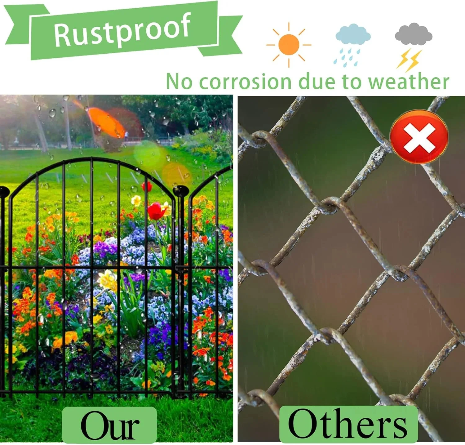 10Pcs Decorative Garden Fence Rustproof Metal Fences Animal Barrier Outdoor for Yard, Flower Bed Edging Ornamental Border Panel
10Pcs Decorative Garden Fence Rustproof Metal Fences Animal Barrier Outdoor for Yard, Flower Bed Edging Ornamental Border Panel