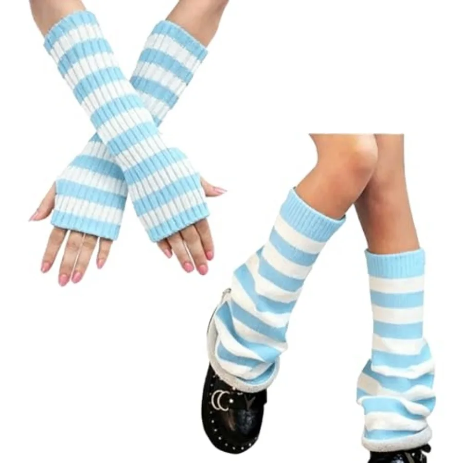 Women's Striped Leg Warmers and Arm Warmers Set Knitted Y2K Goth Harajuku Style Accessories for Cosplay
Women's Striped Leg Warmers and Arm Warmers Set Knitted Y2K Goth Harajuku Style Accessories for Cosplay
