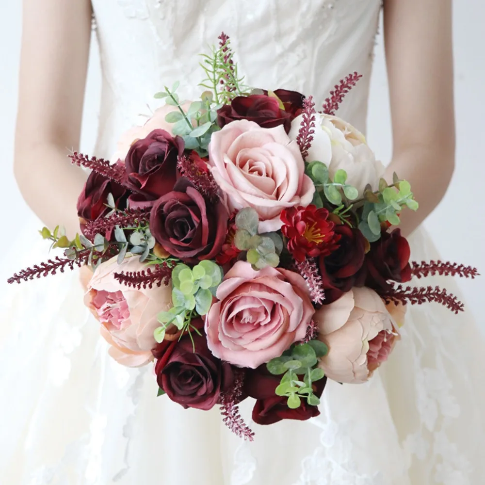 Wedding Burgundy Bouquet Rose Flowers Artifical Flowers Ribbion Vintage Marrige Accessories
Wedding Burgundy Bouquet Rose Flowers Artifical Flowers Ribbion Vintage Marrige Accessories