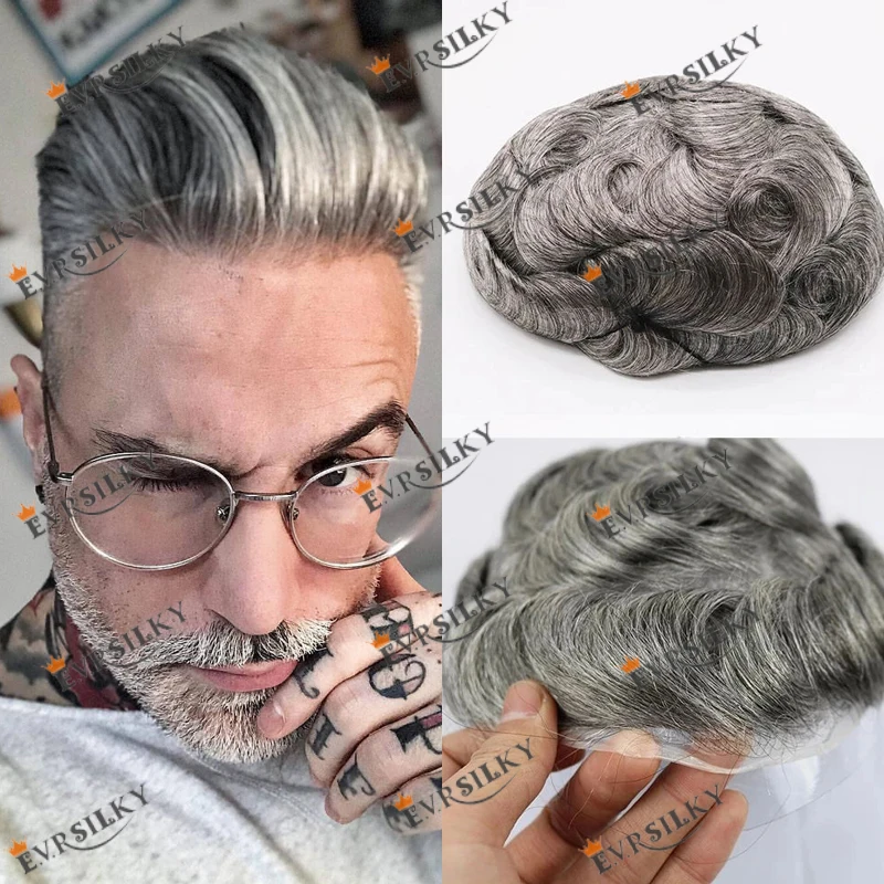 Invisible Ultra Thin Skin 0.08mm Grey Hair Toupee For Men Natural Hairpiece Human Hair Replacement System 10x8" Mens Wigs 1B20
Invisible Ultra Thin Skin 0.08mm Grey Hair Toupee For Men Natural Hairpiece Human Hair Replacement System 10x8" Mens Wigs 1B20