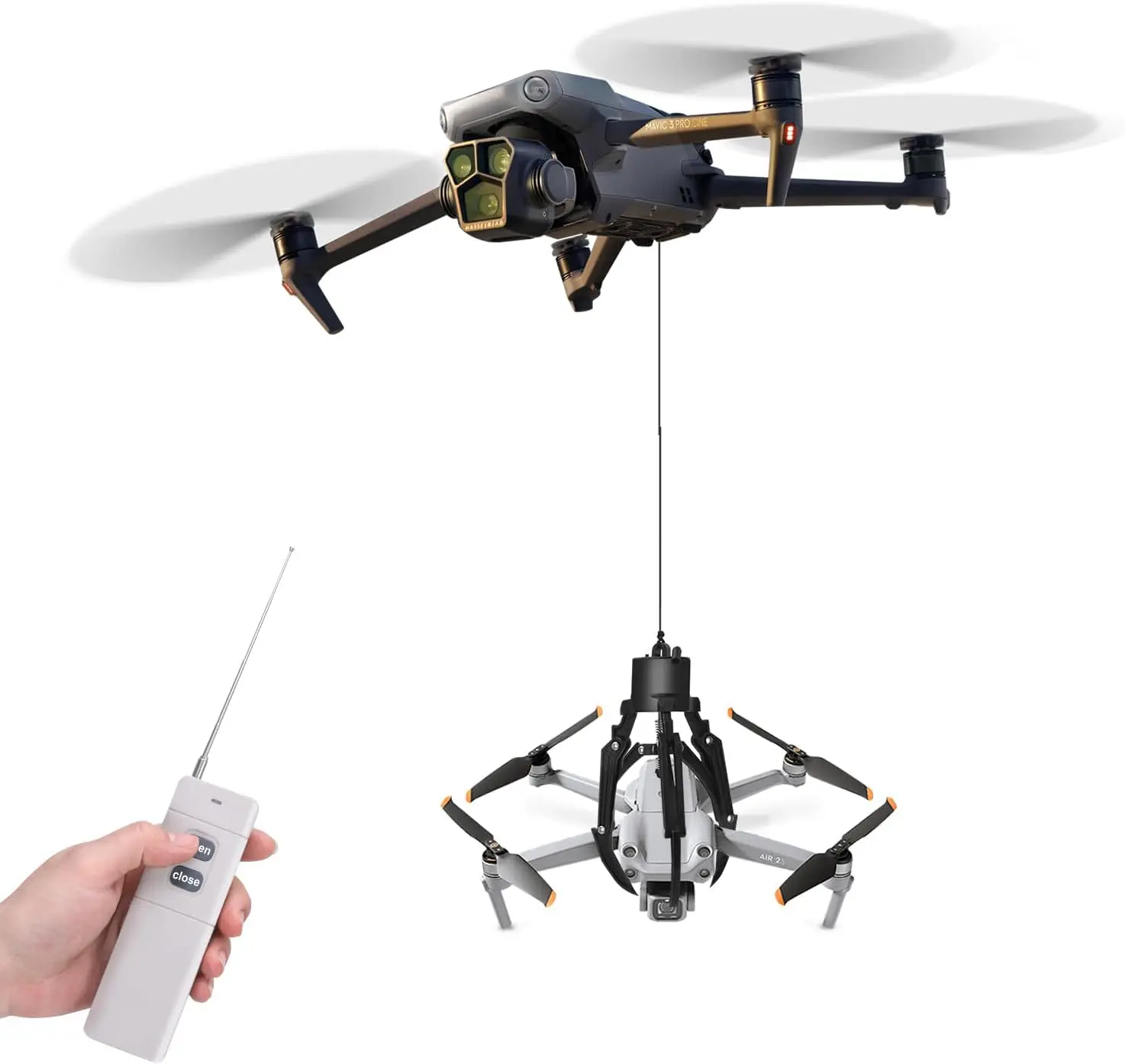 Drone Grasping & Airdrop System - Mechanical Claw Hook Grabber with Payload Release for Rescue, Fishing, Delivery Accessories
Drone Grasping & Airdrop System - Mechanical Claw Hook Grabber with Payload Release for Rescue, Fishing, Delivery Accessories
