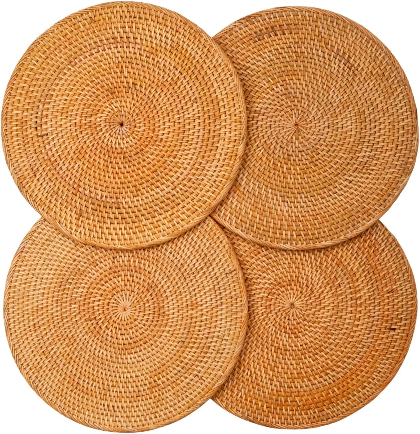 4-Pack Round Rattan Placemats - 13-Inch Woven Table Mats for Boho Dining
4-Pack Round Rattan Placemats - 13-Inch Woven Table Mats for Boho Dining