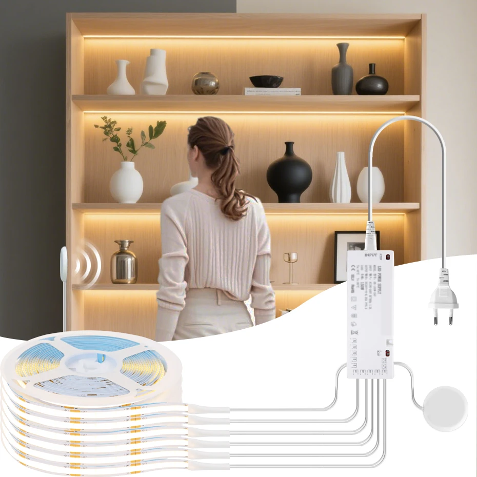 1-6PCS 24V COB LED Strip Light Wardrobe Lamp Penetrable Wood PIR Motion Sensor Led Closet Tape Under Cabinet Backlight Lighting 
1-6PCS 24V COB LED Strip Light Wardrobe Lamp Penetrable Wood PIR Motion Sensor Led Closet Tape Under Cabinet Backlight Lighting