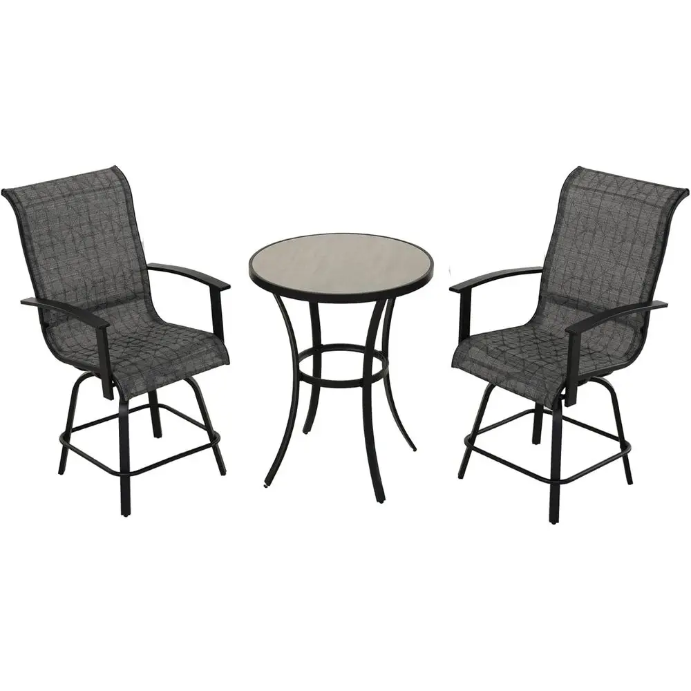 3-Piece Counter Height Patio Bar Set with Round Table and Swivel Stools in Black & Grey Plaid for Small Outdoor Spaces
3-Piece Counter Height Patio Bar Set with Round Table and Swivel Stools in Black & Grey Plaid for Small Outdoor Spaces