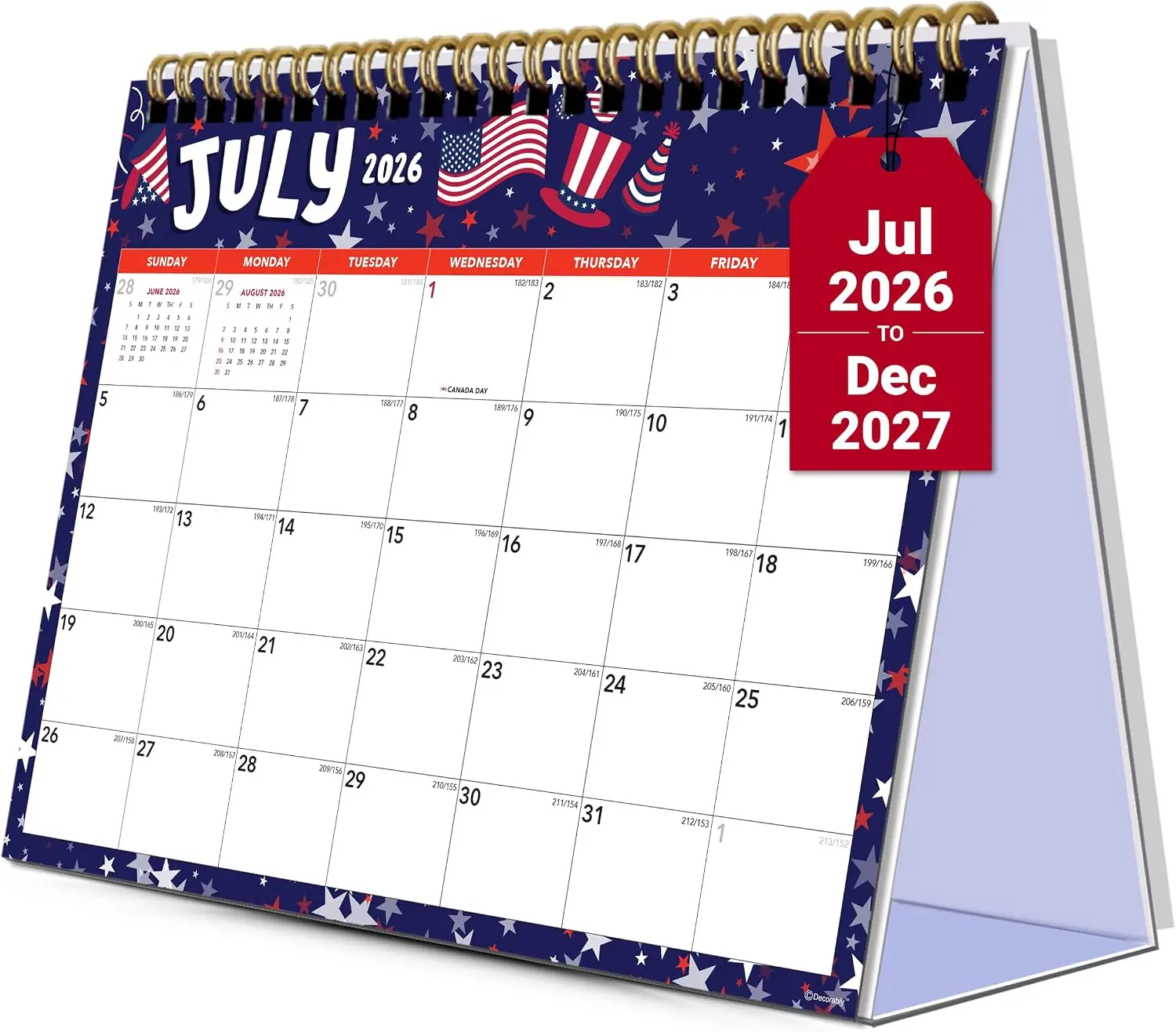 18 Months Standing Desk Calendar 2026-2027, July 2026 to Dec 2027, 8x6in, Gold Coil, Office Home School
18 Months Standing Desk Calendar 2026-2027, July 2026 to Dec 2027, 8x6in, Gold Coil, Office Home School