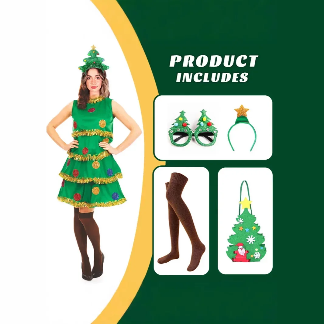 5-Pack Christmas Elf Costumes for Adults - Green Tree Cosplay Outfits, Festive Group Performance Party Uniform Set
5-Pack Christmas Elf Costumes for Adults - Green Tree Cosplay Outfits, Festive Group Performance Party Uniform Set