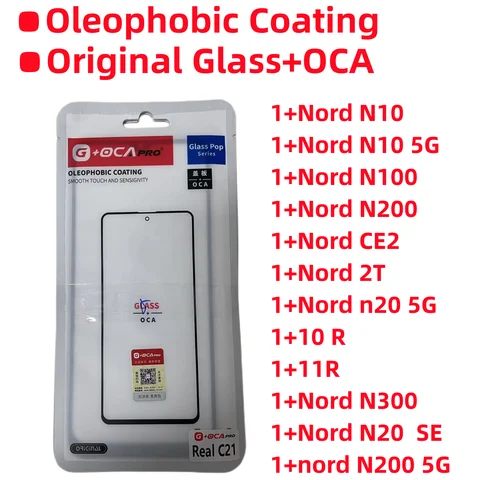 10PCS G+OCA PRO Front Glass Lens Touch panel with OCA Glue For ONE PLUS 1+NORD N10 N20 N30 N100 N200 N300 5G Narzo50i Narzo50A