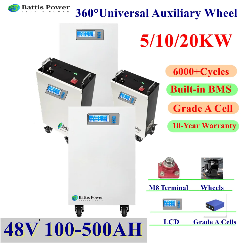 JNX-48V 100Ah 150Ah 200Ah 300Ah 400Ah 500Ah Lifepo4 Battery with Wheels for 5KW 10KW Energy Storage PV Househol
JNX-48V 100Ah 150Ah 200Ah 300Ah 400Ah 500Ah Lifepo4 Battery with Wheels for 5KW 10KW Energy Storage PV Househol