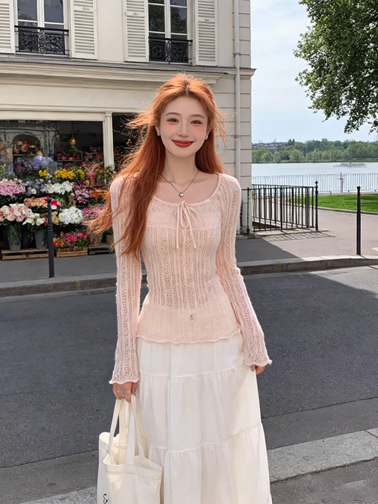 Pink Knitted Sweater Women's Winter Fashion Sweet Style U-Neck Tied Waist Base Layer Top Thin Long Sleeve Color
Pink Knitted Sweater Women's Winter Fashion Sweet Style U-Neck Tied Waist Base Layer Top Thin Long Sleeve Color