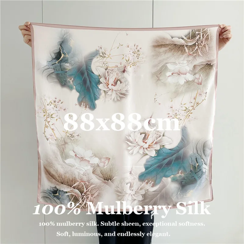 High Quality 100% Pure Silk Scarf 88x88cm Large Square Silk Twill Scarf for Women Vintage Floral Print Head Scarf Hijab Bandana
High Quality 100% Pure Silk Scarf 88x88cm Large Square Silk Twill Scarf for Women Vintage Floral Print Head Scarf Hijab Bandana