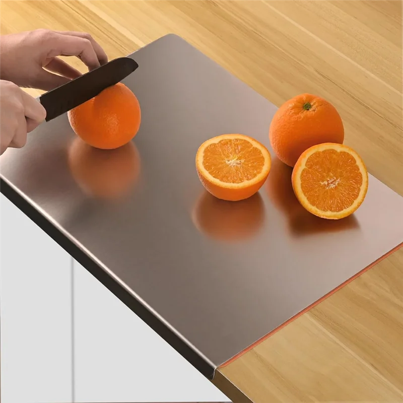 A88E-Lipped Stainless Steel Cutting Board Large Cutting Board Suitable For Meat, Fruits, Vegetables, Bread, And Baking
A88E-Lipped Stainless Steel Cutting Board Large Cutting Board Suitable For Meat, Fruits, Vegetables, Bread, And Baking