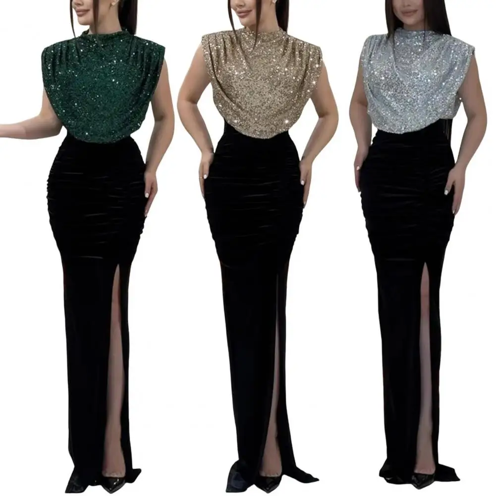 Long Dress Women Party Evening Dresses Split Sequins Round Collar Sleeveless Floor Length Gown Female Maxi Vestidos
Long Dress Women Party Evening Dresses Split Sequins Round Collar Sleeveless Floor Length Gown Female Maxi Vestidos
