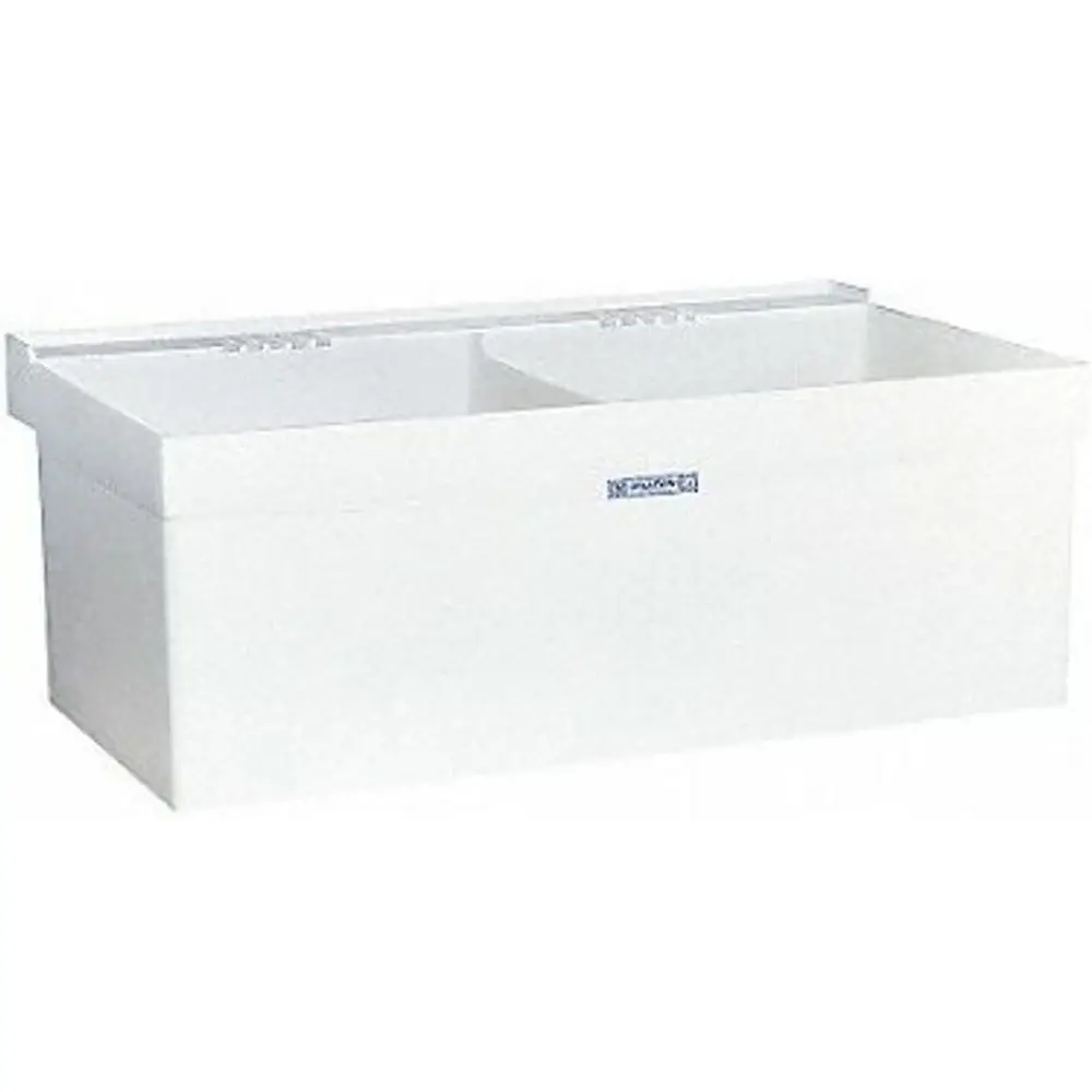 Dual Basin Wall-Mounted Utility Sink with Drain, White
Dual Basin Wall-Mounted Utility Sink with Drain, White