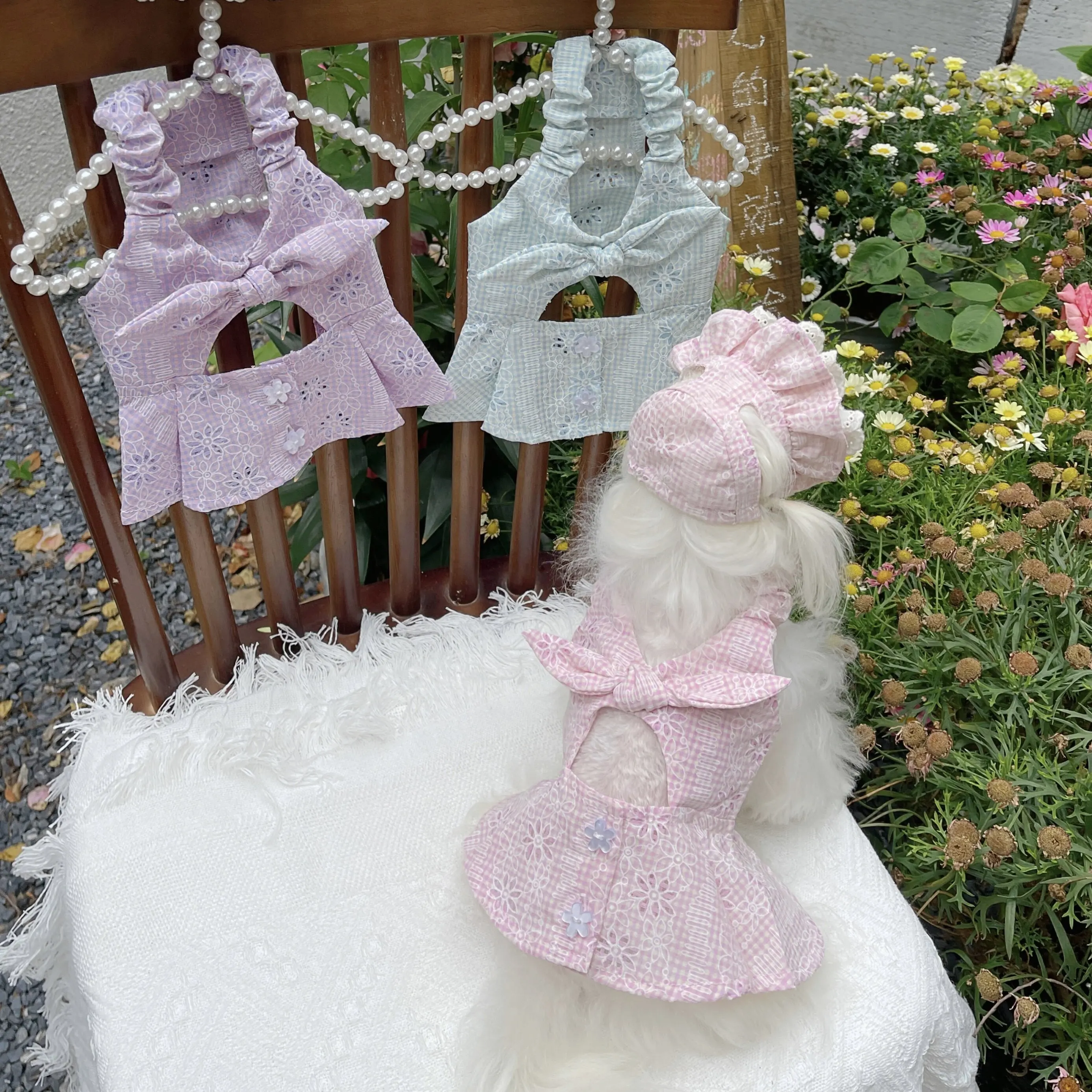 Sweet Cute Pink Purple Green Puppy Dog Skirt Clothing Summer Outderdoor Princess Dress with Hat for Small Medium Dog Pet Clothes
Sweet Cute Pink Purple Green Puppy Dog Skirt Clothing Summer Outderdoor Princess Dress with Hat for Small Medium Dog Pet Clothes