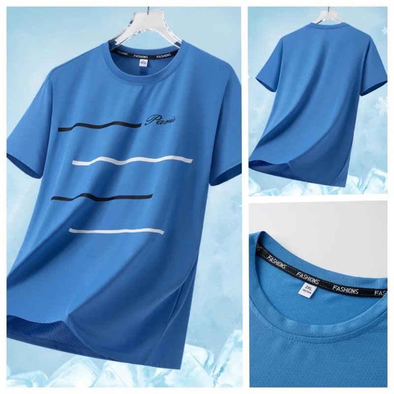 Summer Fashion Trend Round Neck Short Sleeved T-shirt for Outdoor Hiking Sweat Wicking Quick Drying Ice Silk Breathable T-shirt
Summer Fashion Trend Round Neck Short Sleeved T-shirt for Outdoor Hiking Sweat Wicking Quick Drying Ice Silk Breathable T-shirt