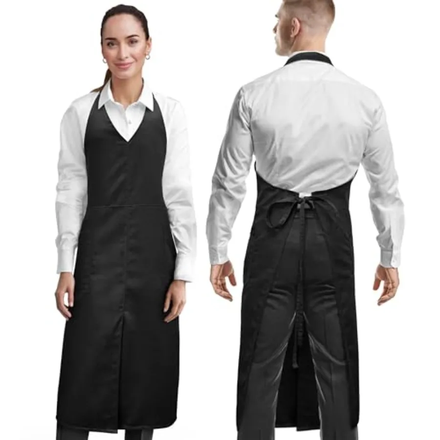 V Neck Long Apron - Unisex Bib, Tuxedo Style - Lightweight, Front Slit, Hip Pockets - Adjustable For Server, Waiter, Chef, Bist
V Neck Long Apron - Unisex Bib, Tuxedo Style - Lightweight, Front Slit, Hip Pockets - Adjustable For Server, Waiter, Chef, Bist