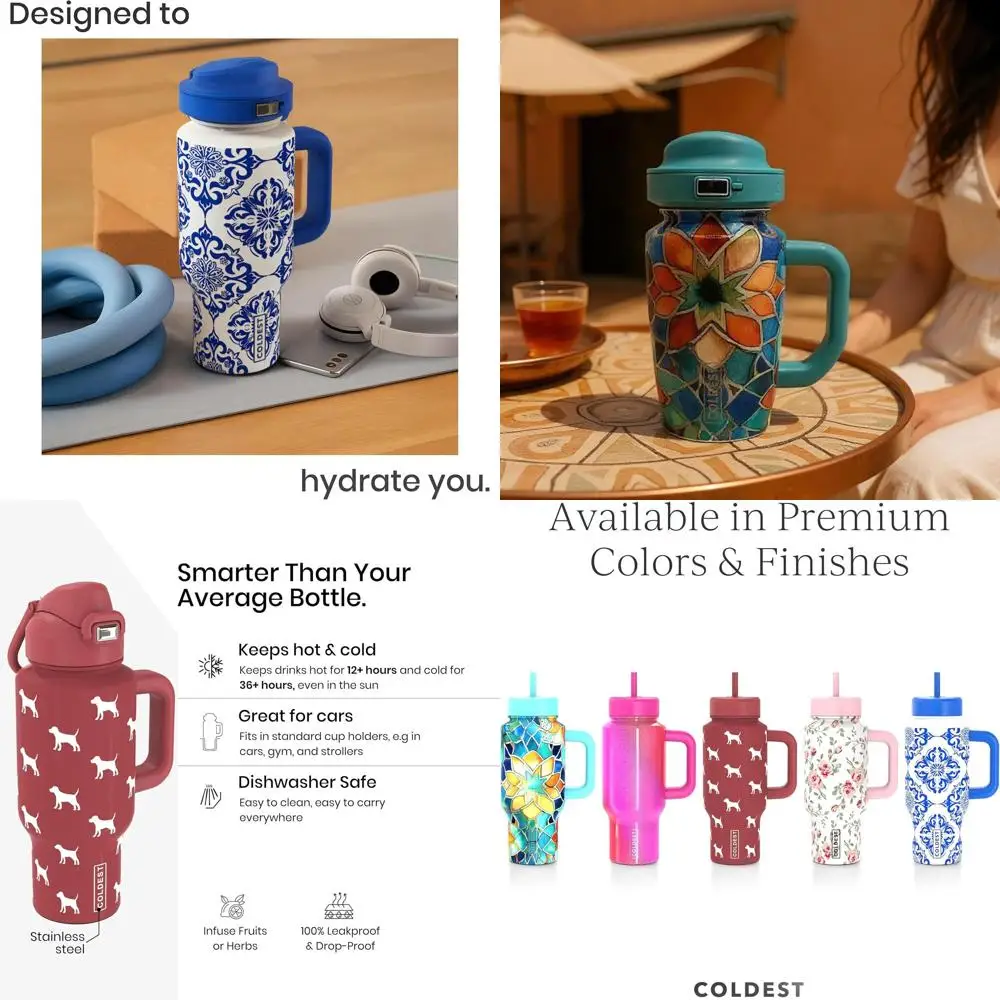 24 oz Insulated Stainless Steel Tumbler with Handle & 3 Leak-Proof Lids - Spill-Resistant for Men & Women - Cup Holder Compatibl
24 oz Insulated Stainless Steel Tumbler with Handle & 3 Leak-Proof Lids - Spill-Resistant for Men & Women - Cup Holder Compatibl