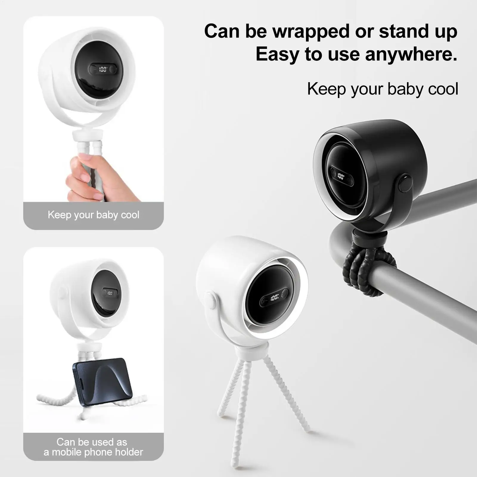 Гибкий вентилятор для коляски Octopus, 10000/20000 мАч, USB перезаряжаемый вентилятор со светодиодным ночником, 3-скоростной охлаждающий вентилятор
Гибкий вентилятор для коляски Octopus, 10000/20000 мАч, USB перезаряжаемый вентилятор со светодиодным ночником, 3-скоростной охлаждающий вентилятор