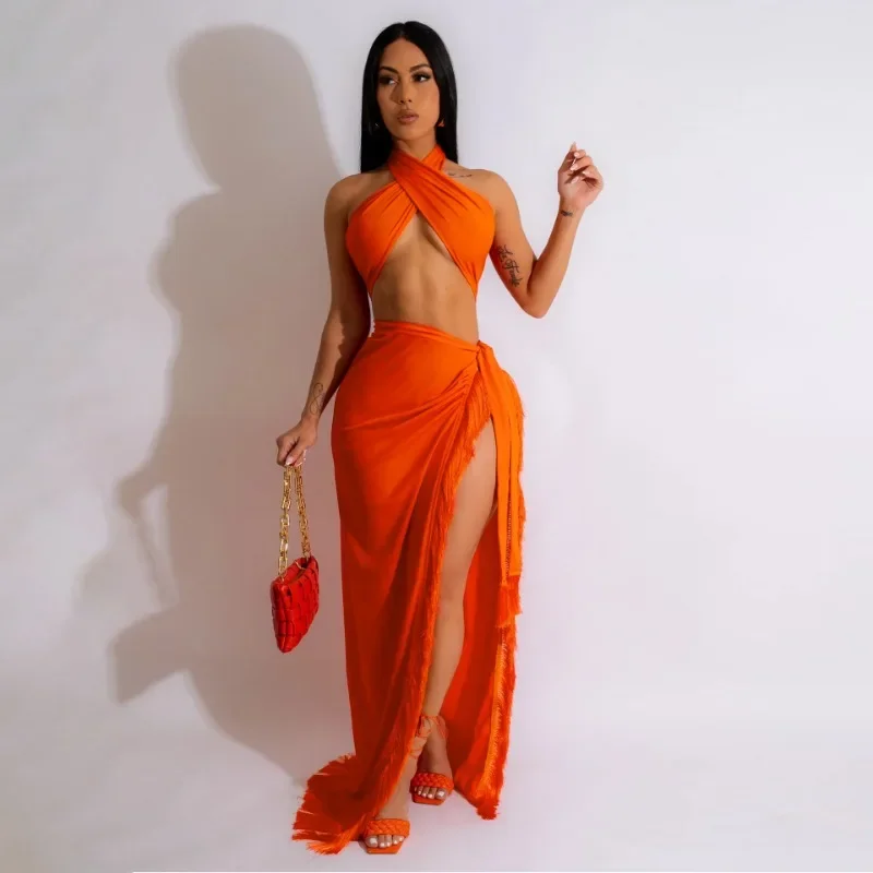 CPSYMYM Sexy 2 Piece Set Women Hipster Solid Wrap Chest Top and Tassel Bandage Split Maxi Skirts Matching Vacation Outfits
CPSYMYM Sexy 2 Piece Set Women Hipster Solid Wrap Chest Top and Tassel Bandage Split Maxi Skirts Matching Vacation Outfits