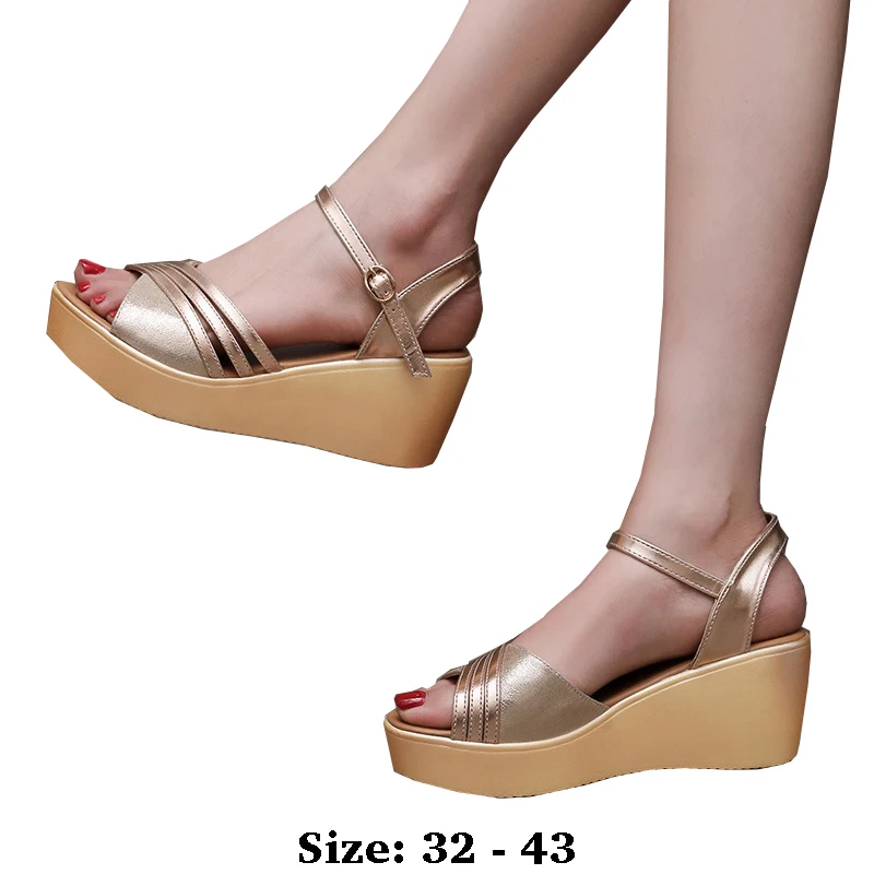 High quality summer leather wedge sandals for women 8cm high heel 2025 32 33 platform open toe elegant fashion shoe black gold
High quality summer leather wedge sandals for women 8cm high heel 2025 32 33 platform open toe elegant fashion shoe black gold