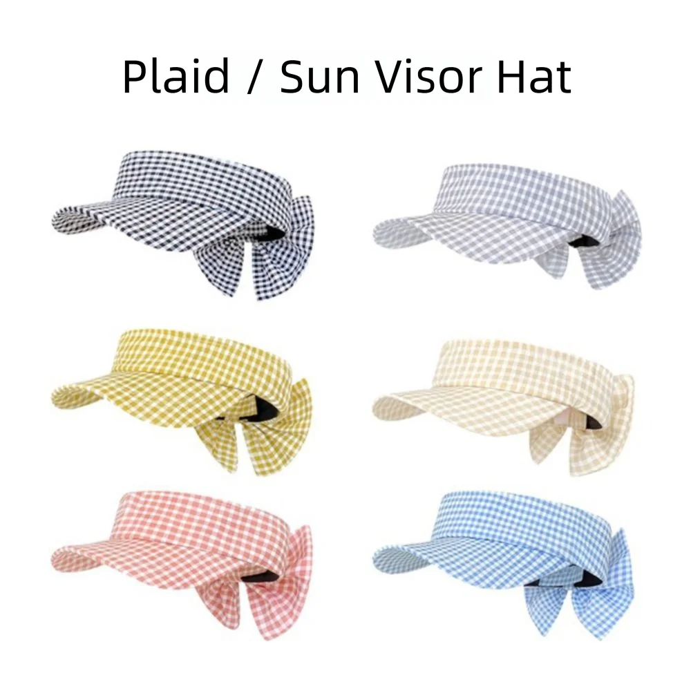 New Cotton Empty-top Sun Hat Plaid Print UV Protection Sunscreen Hat Foldable Bow Sun Visor Hat Travel
New Cotton Empty-top Sun Hat Plaid Print UV Protection Sunscreen Hat Foldable Bow Sun Visor Hat Travel