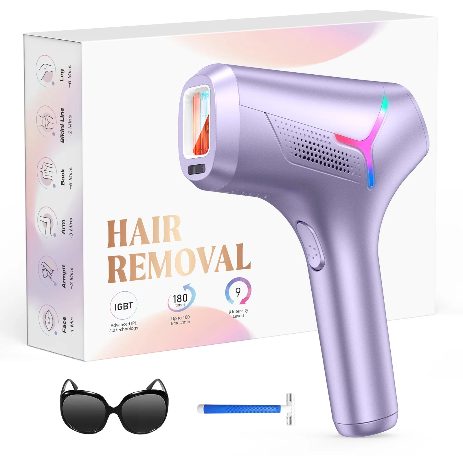 Laser Hair Removal IPL Epilator 999900 Flashes 22J Permanent Epilator on Face Body 0.12S Pulse Light Hair Removal Devices
Laser Hair Removal IPL Epilator 999900 Flashes 22J Permanent Epilator on Face Body 0.12S Pulse Light Hair Removal Devices