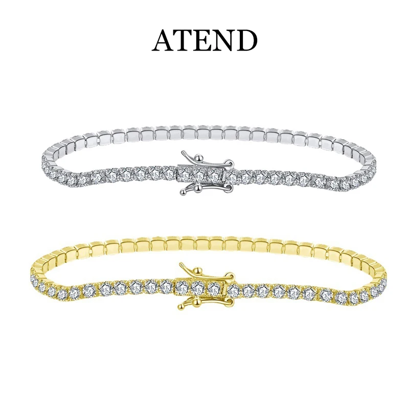 ATEND 925 Sterling Silver Tennis Bracelet with 2mm Zircon Stones 18K Gold Plated Elegant Sparkling Jewelry Gift for Women Girls
ATEND 925 Sterling Silver Tennis Bracelet with 2mm Zircon Stones 18K Gold Plated Elegant Sparkling Jewelry Gift for Women Girls