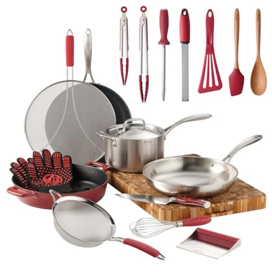 Kitchen cookware set, stainless steel, matte black, non-stick coating and oven-safe up to 500F
Kitchen cookware set, stainless steel, matte black, non-stick coating and oven-safe up to 500F