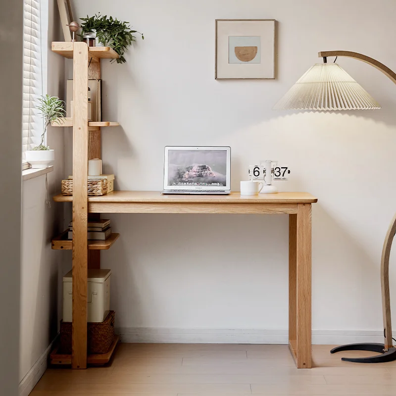 Solid wood desk bookshelf integrated table household simple oak corner office writing computer desk
Solid wood desk bookshelf integrated table household simple oak corner office writing computer desk